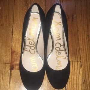 Black sam Edelman block suede heels